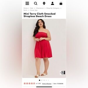 Mini Terry Cloth Smocked Strapless Beach Dress TORRID 3x